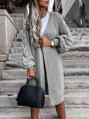 Airchics cardigan en grosse maille unicolore manches longues femme oversized
